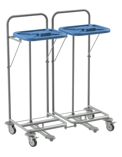 VK 80 - 2N vozík na třídění odpadu a prádla, nožní otevírání plast - VK - modrý